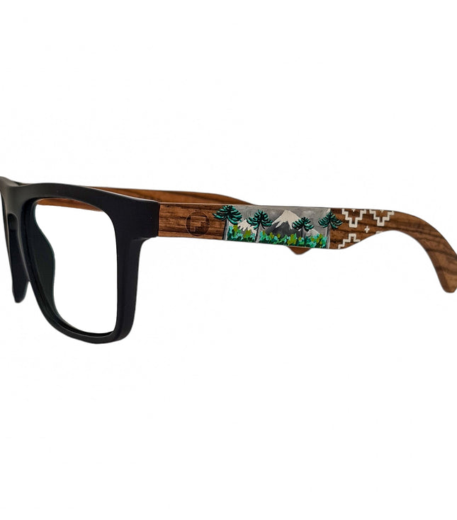 Ruffi Negro Acetato Madera Pintado Araucarias Optico Pintado