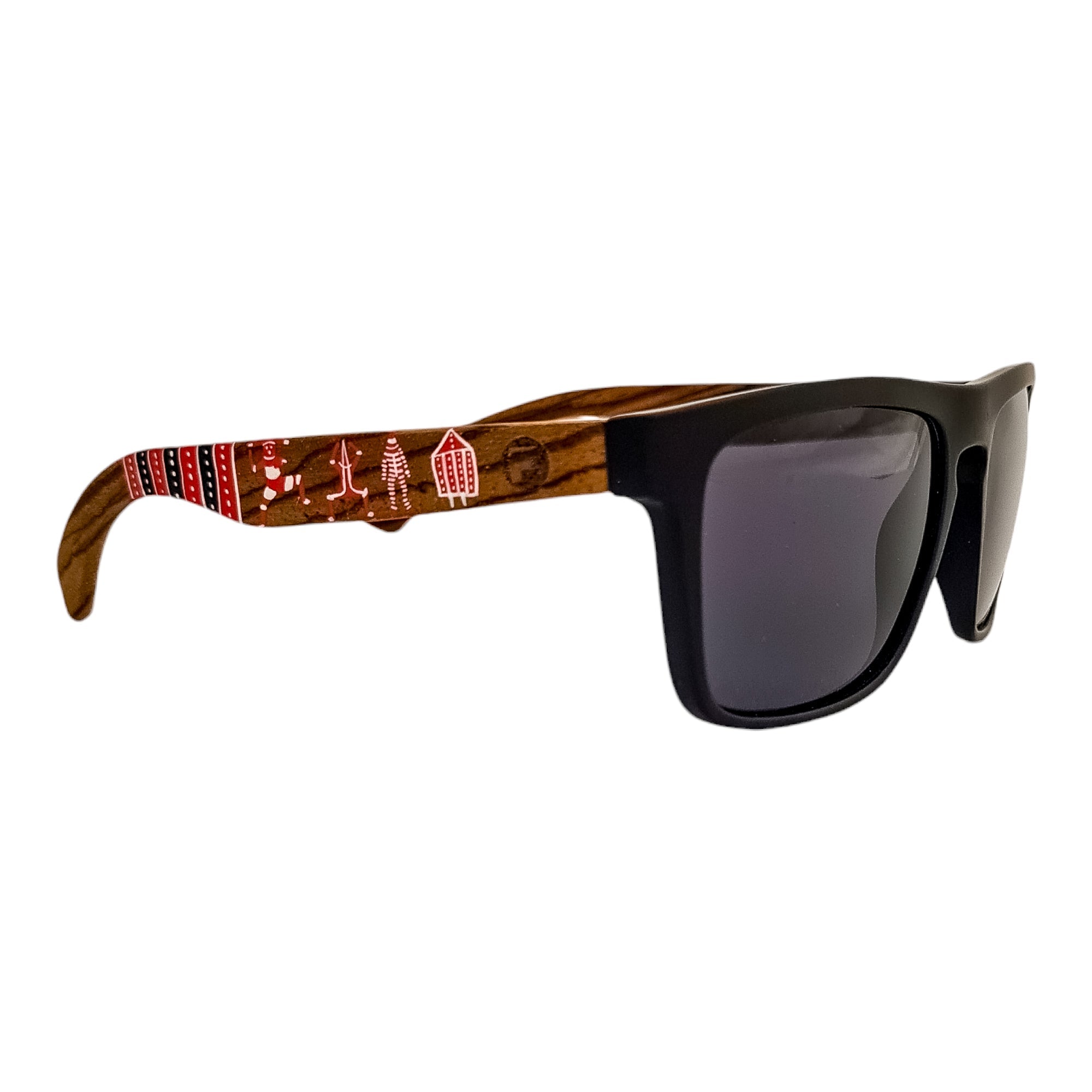 Ruffi Negro Acetato Madera Pintado Selknam De Sol Pintados