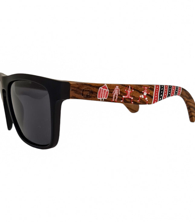 Ruffi Negro Acetato Madera Pintado Selknam De Sol Pintados