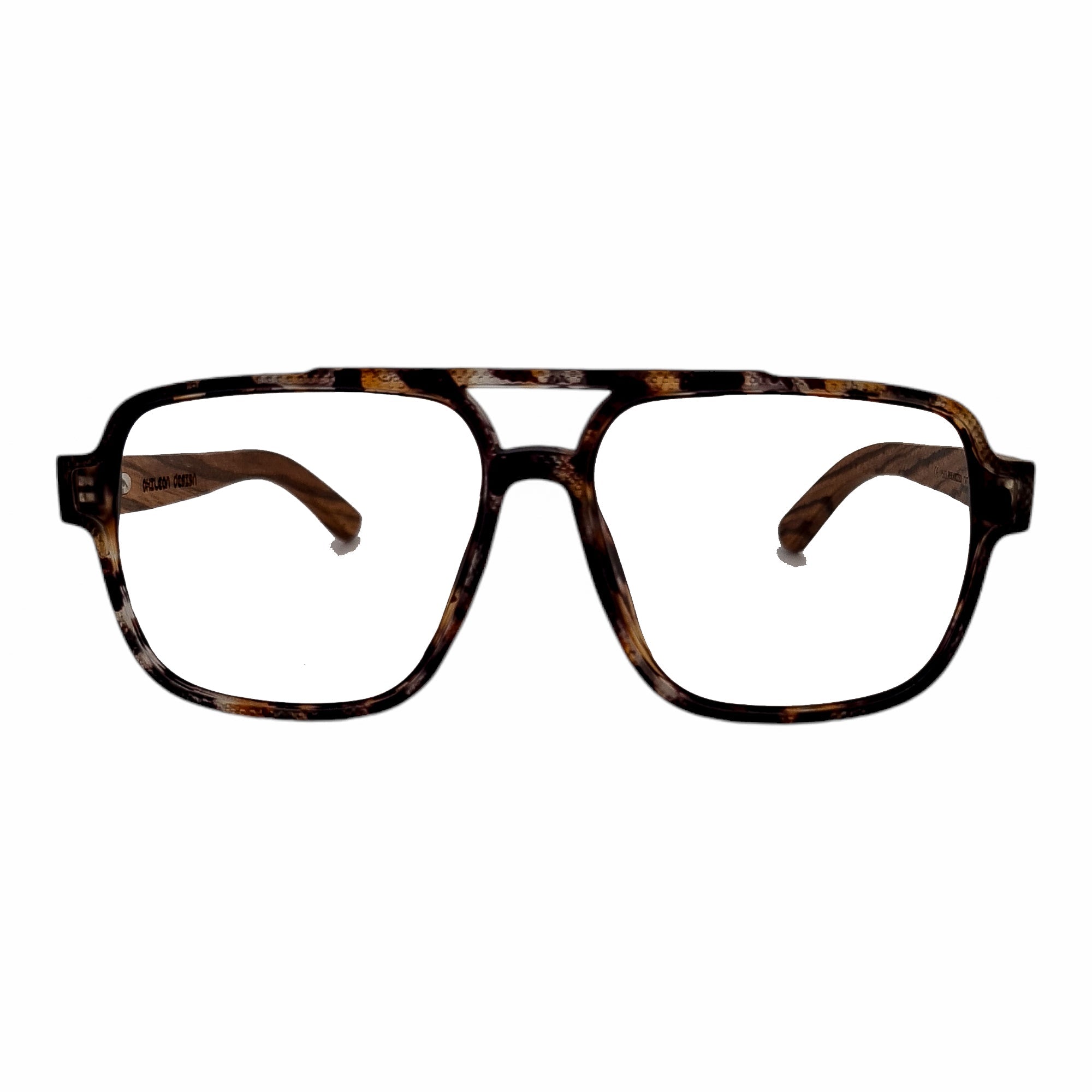 Square Bridge Tortoise Acetato Madera Optico